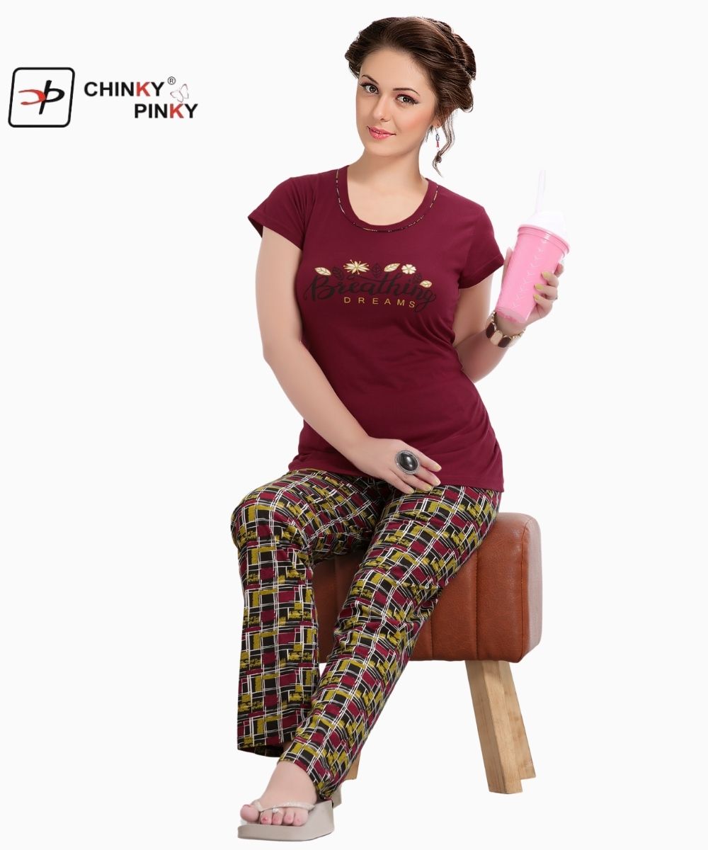 Women’s Full Round Neck Cotton Nightwear Set | Bulk Wholesale Manufacturer & Exporter